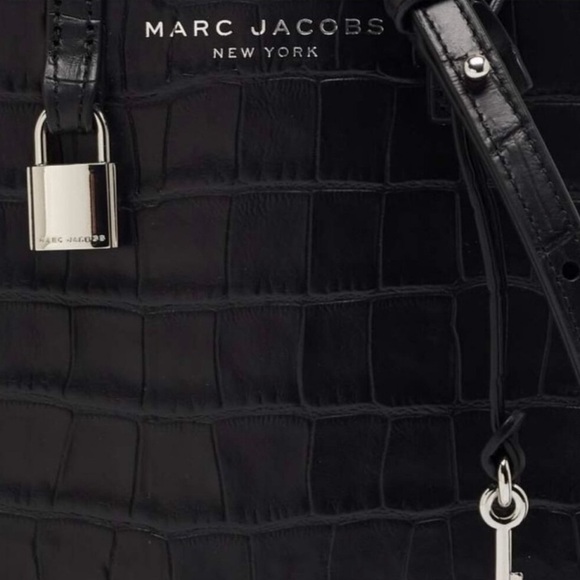 Marc Jacobs Micro Croc-Embossed Leather‎ Tote Crossbody Bag in Black - NWT - Picture 3 of 6